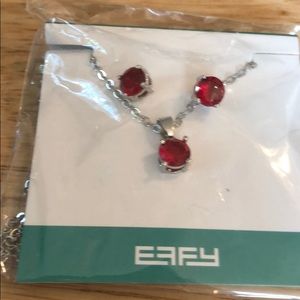 Red stoned and necklace set